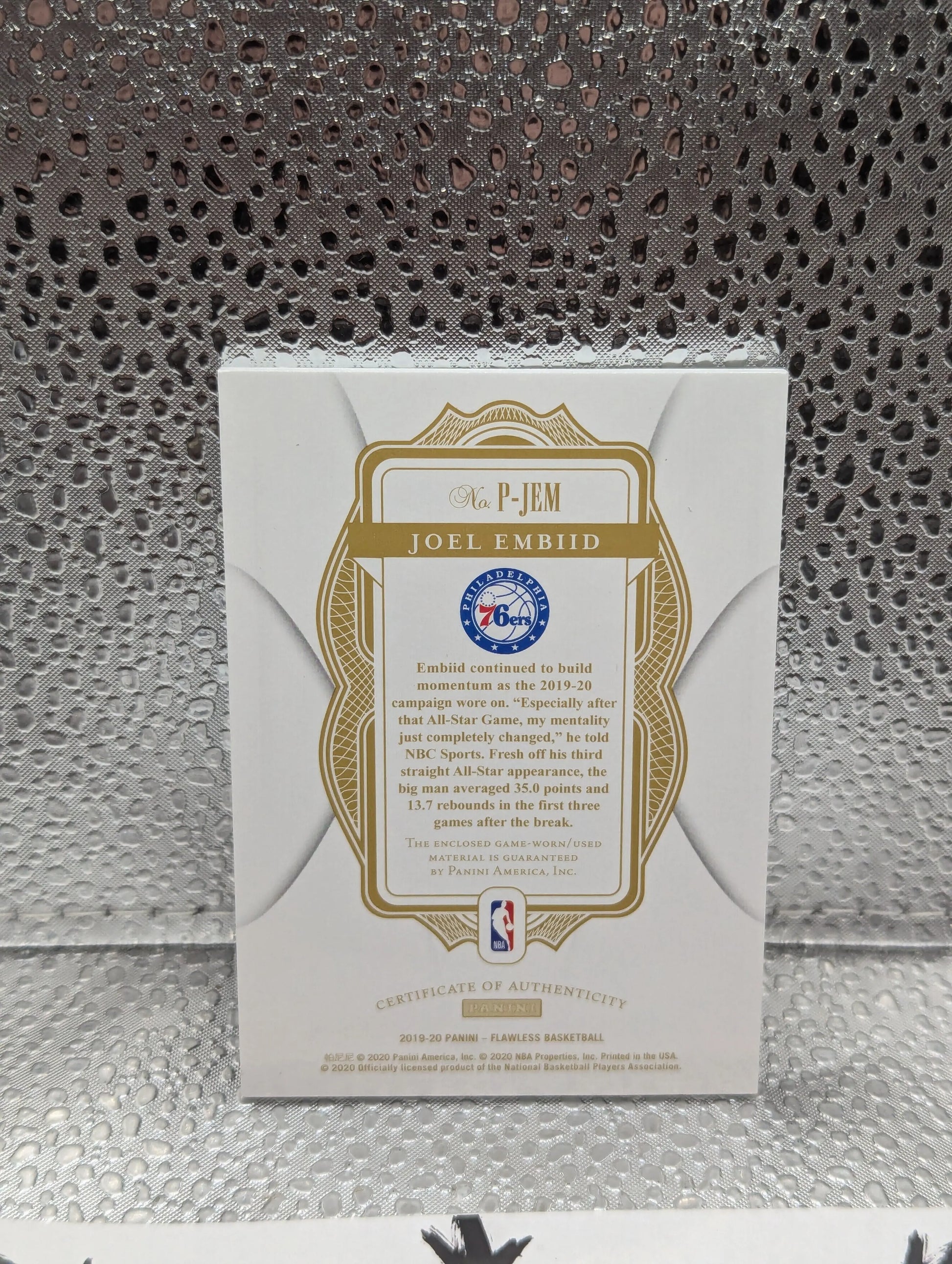 2019-20 Flawless Joel Embiid /10 Patch Basketball Card FRENLY BRICKS - Open 7 Days