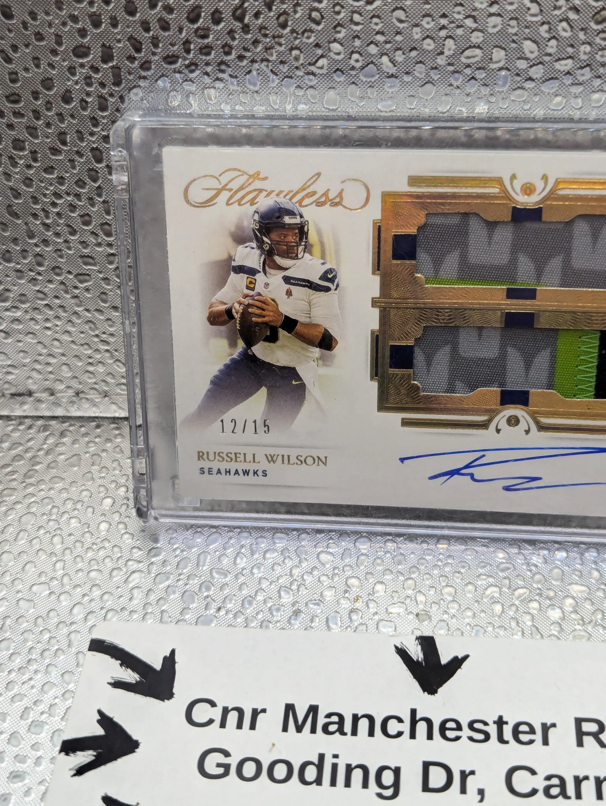 2021 Panini Flawless #DPA-RW1 Russell Wilson Dual Patch On Card AUTO /15 FRENLY BRICKS - Open 7 Days