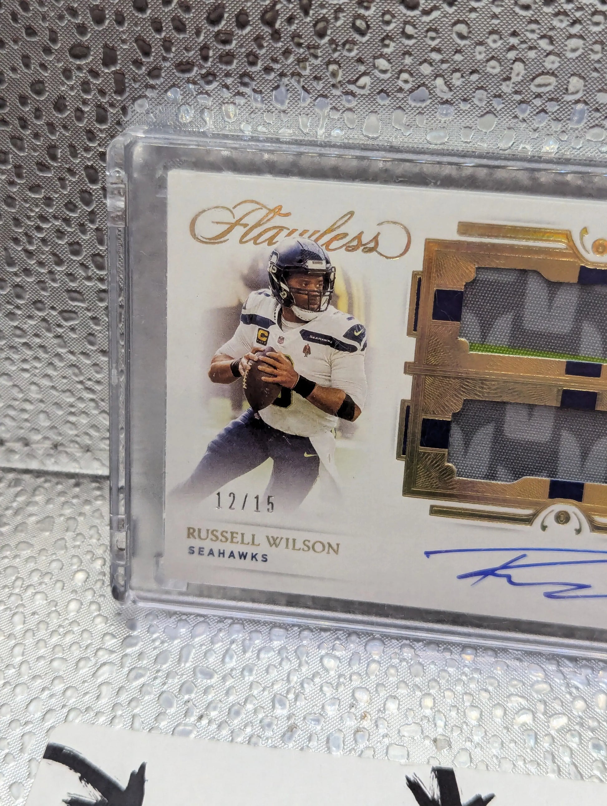 2021 Panini Flawless #DPA-RW1 Russell Wilson Dual Patch On Card AUTO /15 FRENLY BRICKS - Open 7 Days