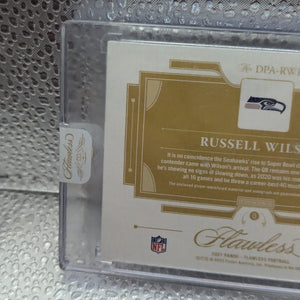 2021 Panini Flawless #DPA-RW1 Russell Wilson Dual Patch On Card AUTO /15 FRENLY BRICKS - Open 7 Days