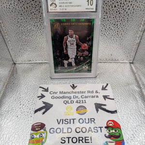 2018-19 Giannis Antetokounmpo Donruss #85 Green Laser /99 CGA 10 FRENLY BRICKS - Open 7 Days
