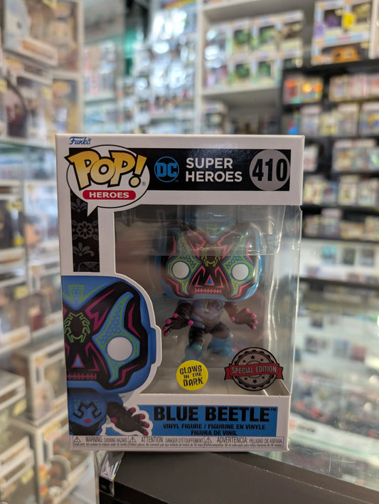 DC Comics - Blue Beetle Dia De Los DC Glow Exclusive Pop! Vinyl 410 FRENLY BRICKS - Open 7 Days