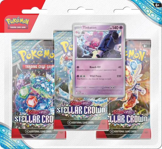 POKÉMON TCG Scarlet & Violet 7 Stellar Crown Three Booster Blister FRENLY BRICKS - Open 7 Days