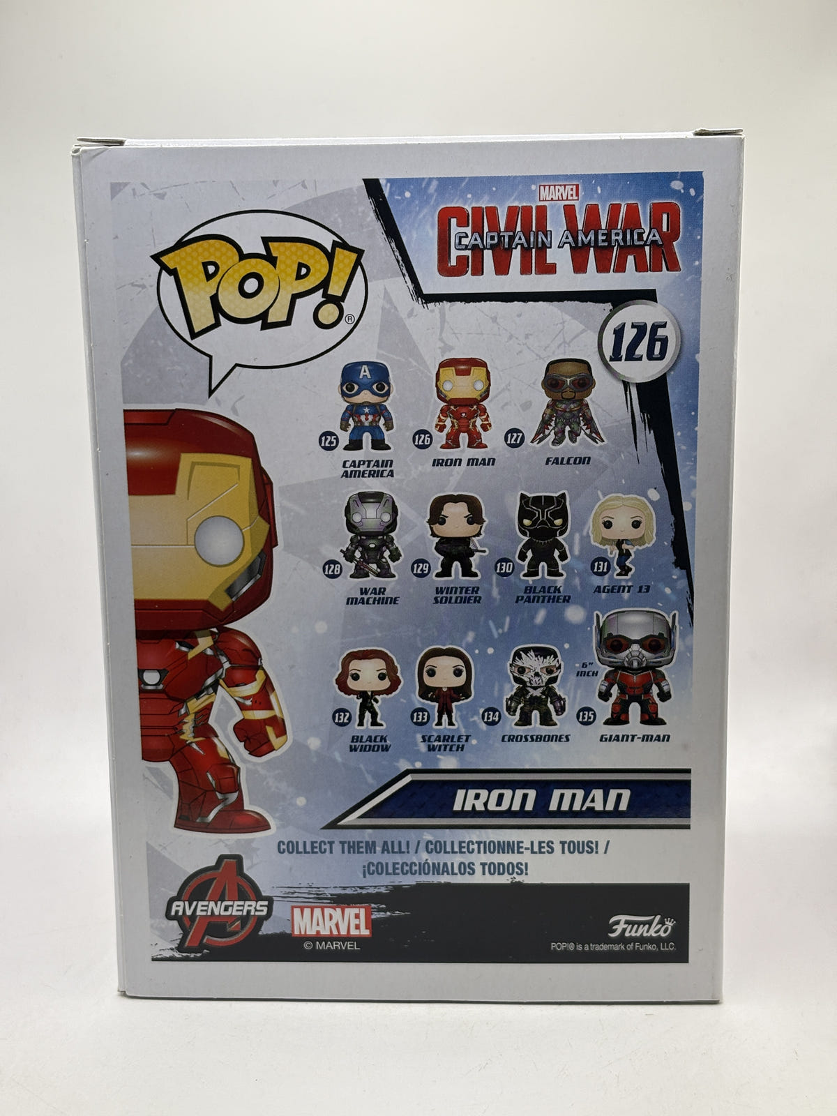 Funko POP! Marvel Captain America Civil War #126 Iron Man Bobble-Head - Box DMG — back image 3