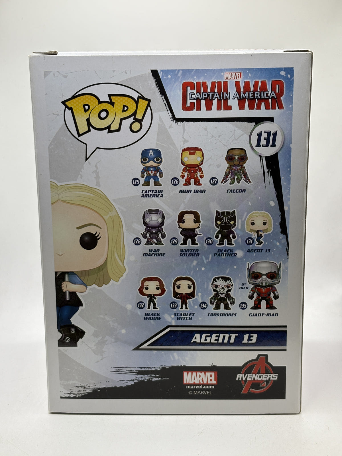 Funko POP! Marvel Captain America Civil War #131 Agent 13 Bobble-Head - Box DMG — back image 3