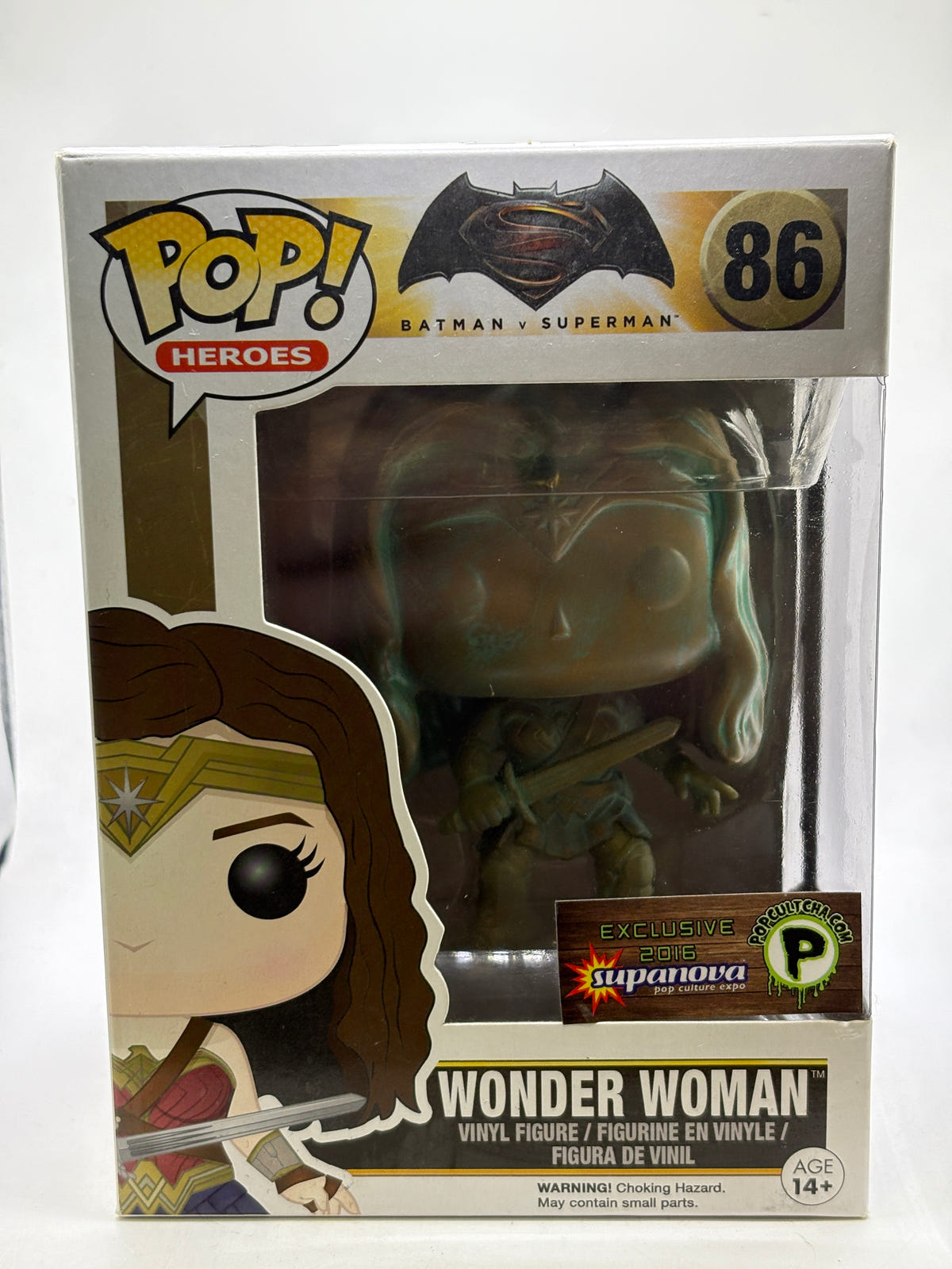 Funko POP! Heroes Batman v Superman #86 Wonder Woman Vinyl Figure Light DMG front image 1