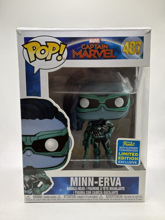 Funko POP! Marvel Captain Marvel #487 Minn-Erva Bobble-Head 2019 Summer Convention Limited Edition - Box DMG — front