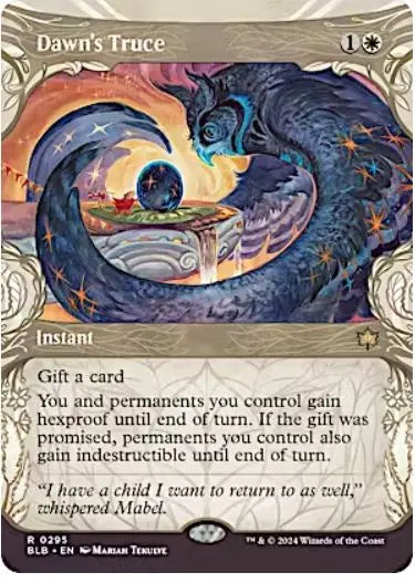 Dawn's Truce (0295 - Showcase) Bloomburrow Variants (R) Collector #: 0295 FRENLY BRICKS - Open 7 Days