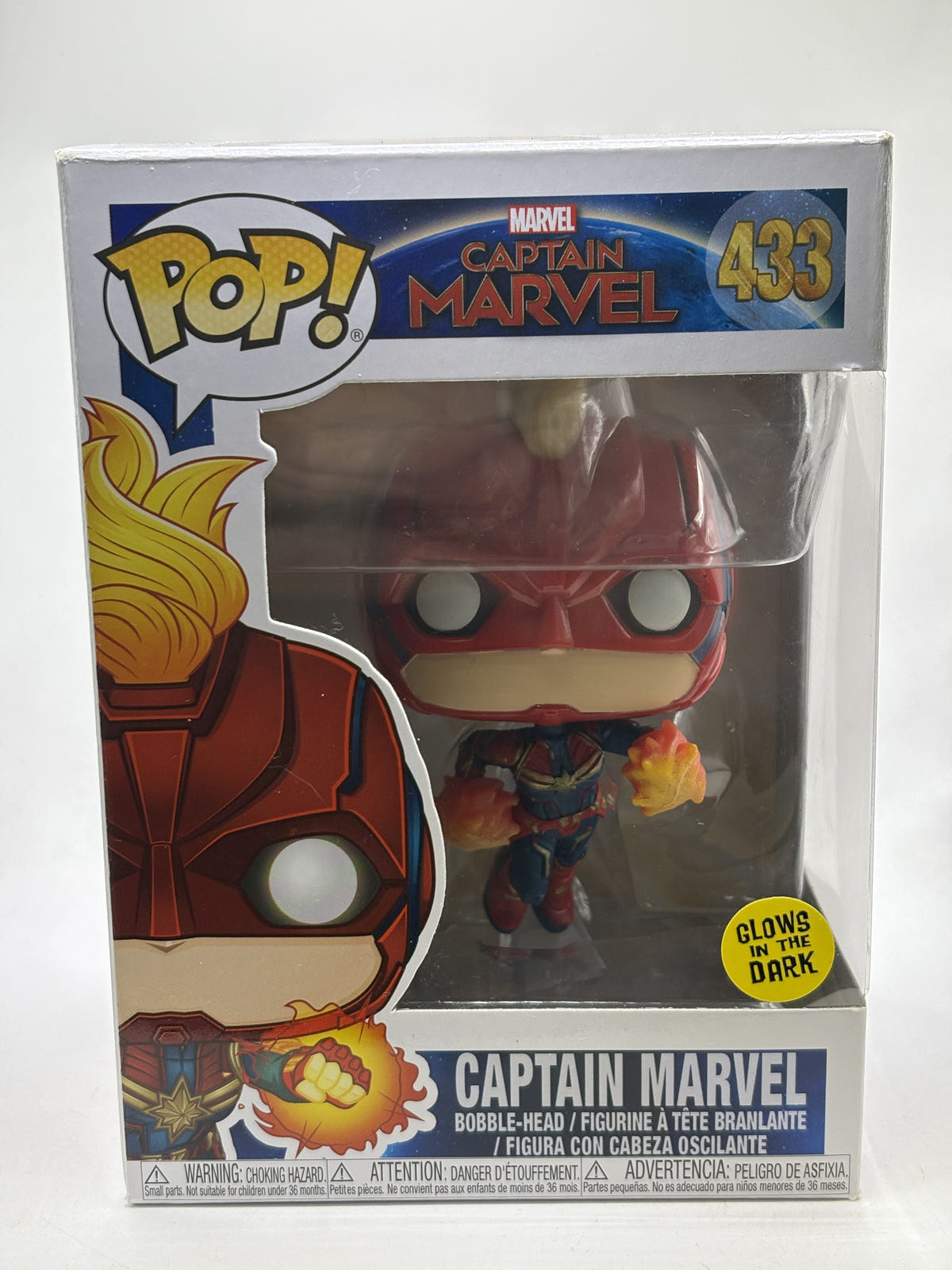 Funko POP! Marvel Captain Marvel #433 Captain Marvel Bobble-Head Glow in the Dark — front image 1