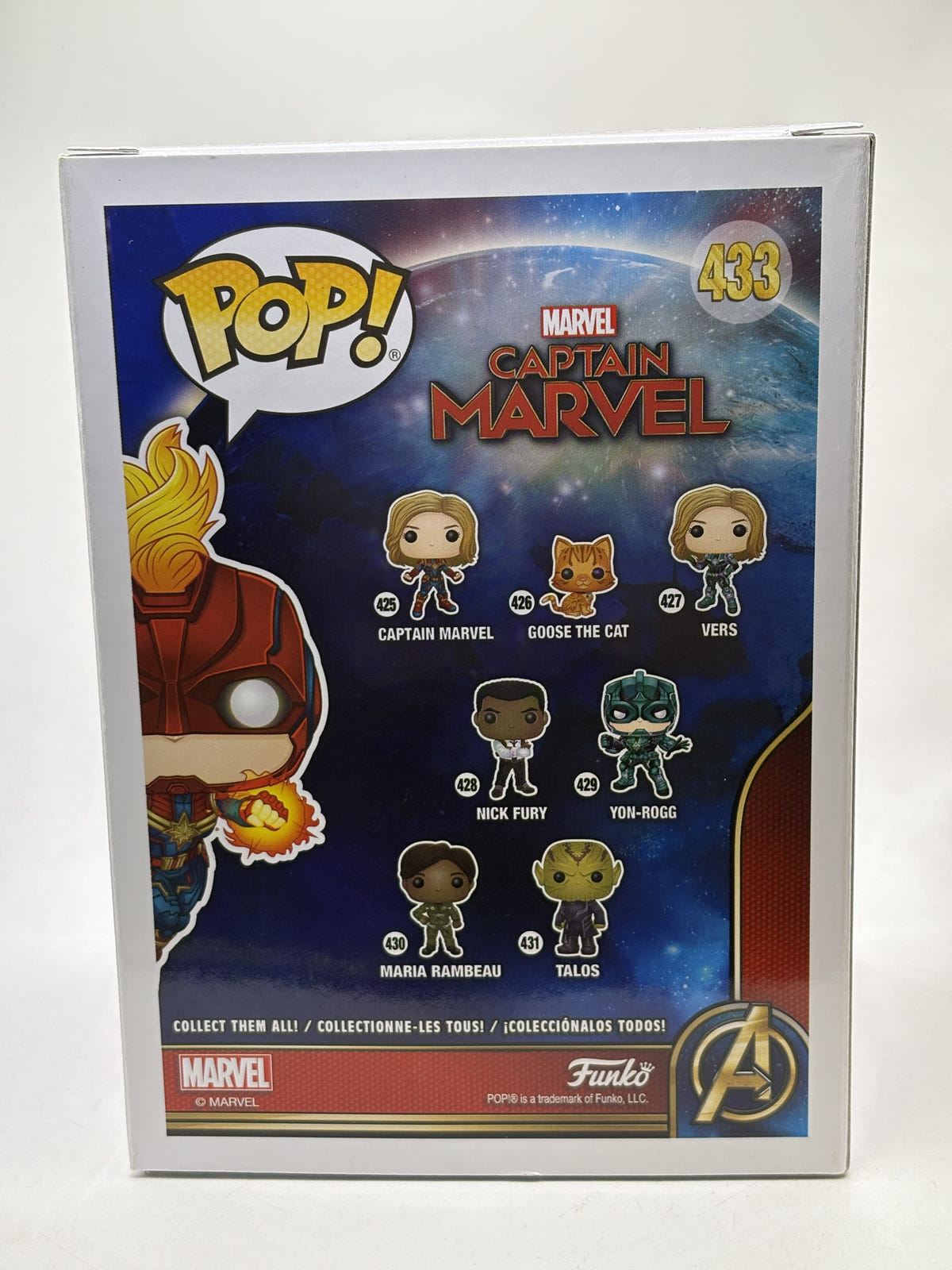 Funko POP! Marvel Captain Marvel #433 Captain Marvel Bobble-Head Glow in the Dark — back image 3