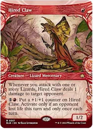 Hired Claw (0317 - Showcase) Bloomburrow Variants (R) Collector #: 0317 FRENLY BRICKS - Open 7 Days