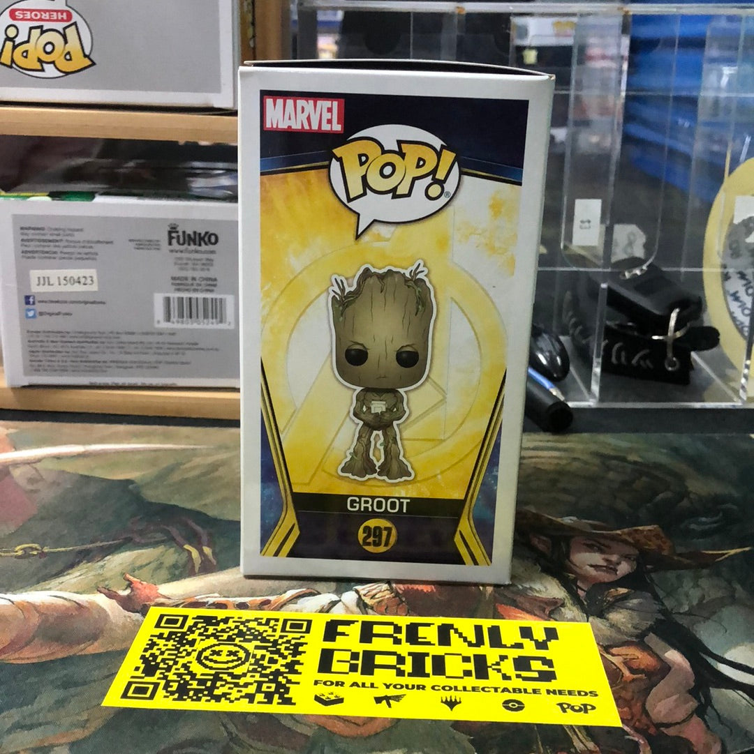 Funko Pop! Groot w/ Game #297, Avengers Infinity War, Toys R Us Exclusive Marvel FRENLY BRICKS - Open 7 Days