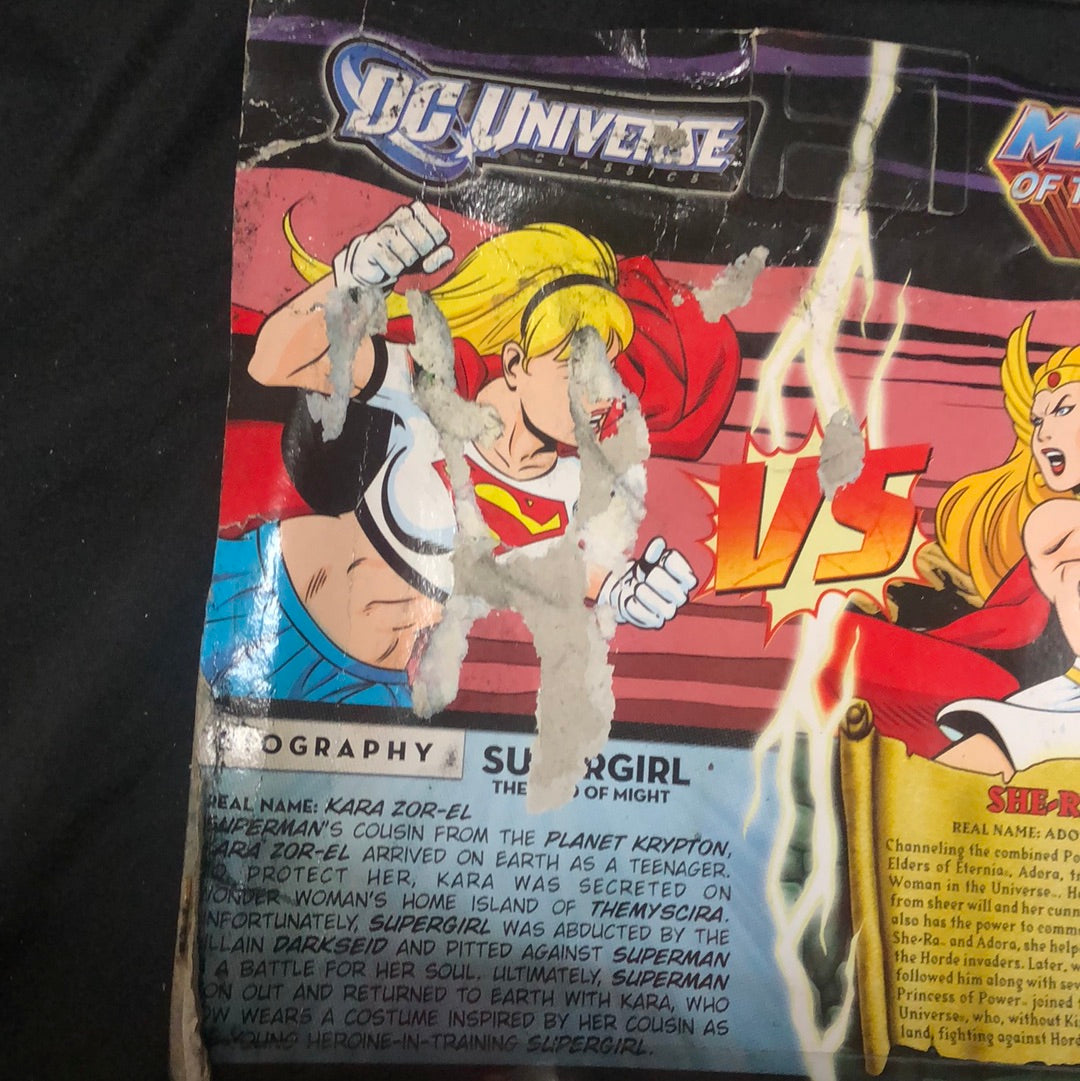 MOTUC Masters of the Universe Classics DC Universe She-Ra vs Supergirl Box Damage FRENLY BRICKS - Open 7 Days