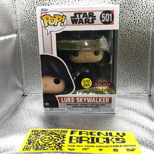 Luke Skywalker Hooded Funko Pop! Vinyl #501 Star Wars Exclusive GITD FRENLY BRICKS - Open 7 Days