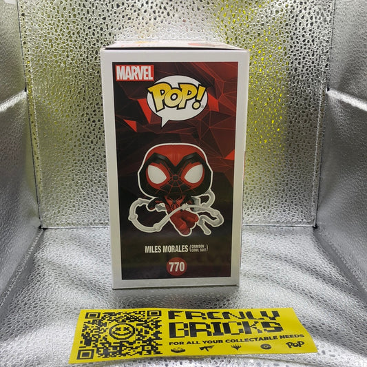 MARVEL SPIDER-MAN MILES MORALES CRIMSON COWL SUIT 3.75" POP VINYL FIGURE FUNKO FRENLY BRICKS - Open 7 Days