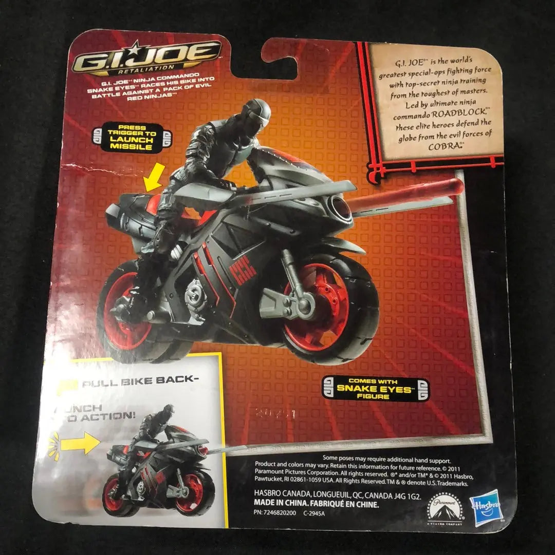 G.I.  Joe Retaliation Ninja Speed Cycle With Snake Eyes Action Figure 2011 FRENLY BRICKS - Open 7 Days