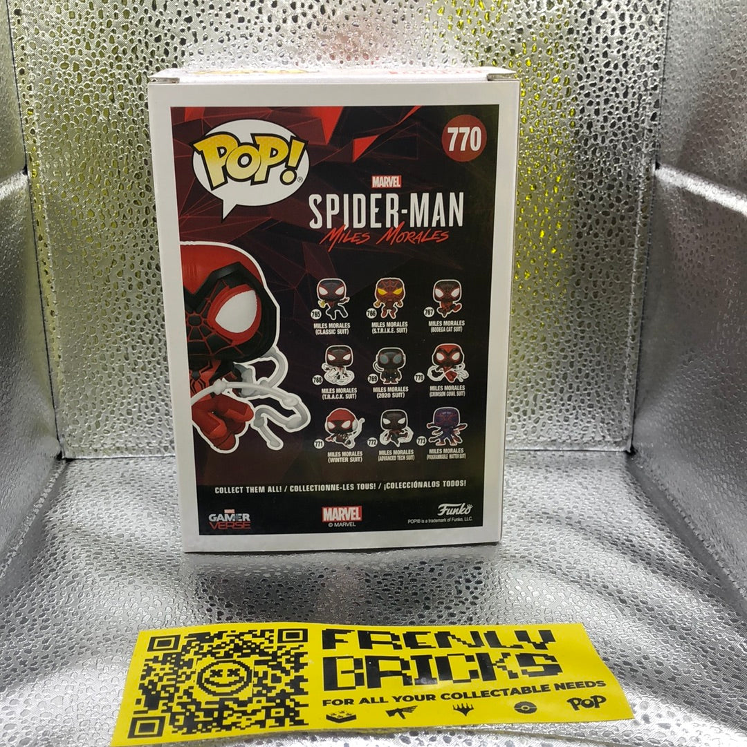 MARVEL SPIDER-MAN MILES MORALES CRIMSON COWL SUIT 3.75" POP VINYL FIGURE FUNKO FRENLY BRICKS - Open 7 Days