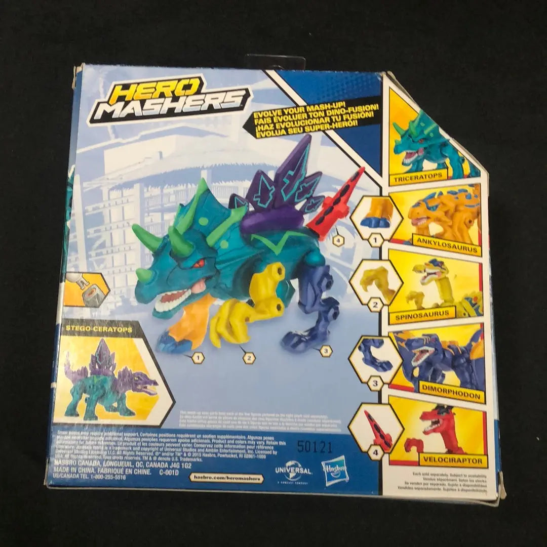 NEW! 2015 Jurassic World Hero Mashers Hasbro Triceratops Stegosaurus Box Rough FRENLY BRICKS - Open 7 Days