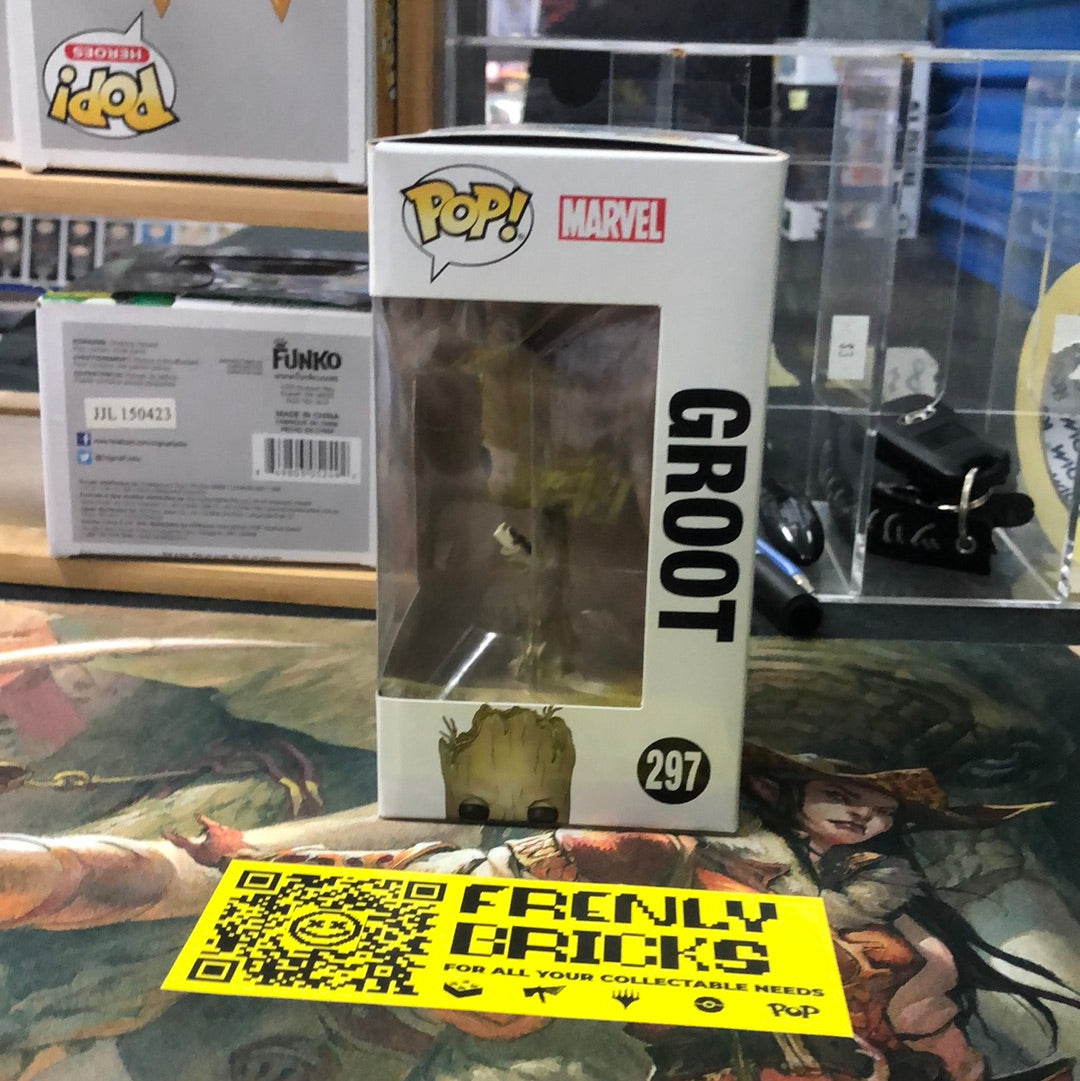 Funko Pop! Groot w/ Game #297, Avengers Infinity War, Toys R Us Exclusive Marvel FRENLY BRICKS - Open 7 Days