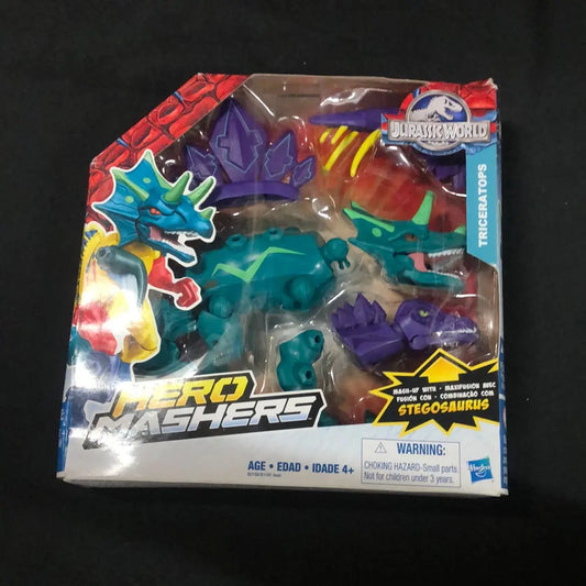 NEW! 2015 Jurassic World Hero Mashers Hasbro Triceratops Stegosaurus Box Rough FRENLY BRICKS - Open 7 Days