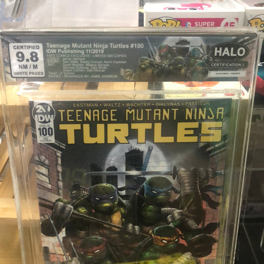 Limited to 500 / Teenage Mutant Ninja Turtles #100 Fats Comics Exclusive Signed by Jamie Johnson & Graded 9.8 Certified FRENLY BRICKS - Open 7 Days