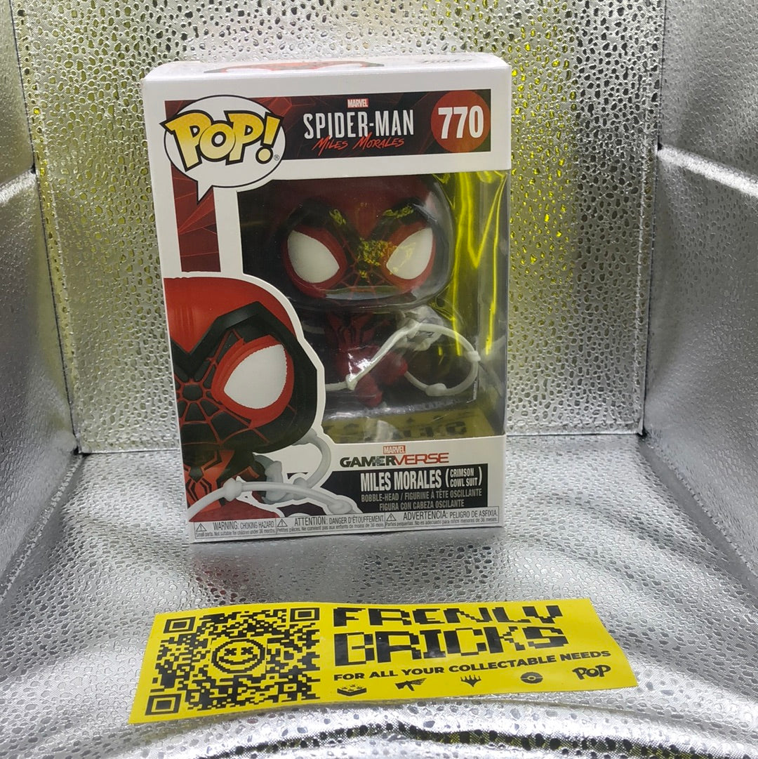 MARVEL SPIDER-MAN MILES MORALES CRIMSON COWL SUIT 3.75" POP VINYL FIGURE FUNKO FRENLY BRICKS - Open 7 Days