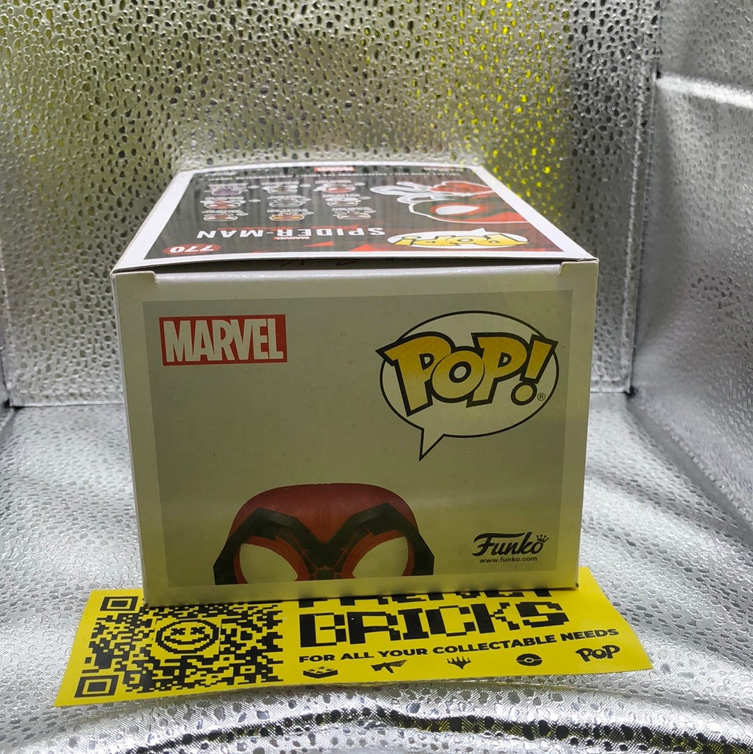 MARVEL SPIDER-MAN MILES MORALES CRIMSON COWL SUIT 3.75" POP VINYL FIGURE FUNKO FRENLY BRICKS - Open 7 Days