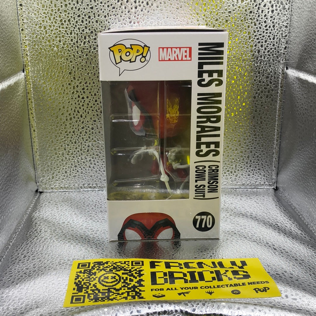 MARVEL SPIDER-MAN MILES MORALES CRIMSON COWL SUIT 3.75" POP VINYL FIGURE FUNKO FRENLY BRICKS - Open 7 Days