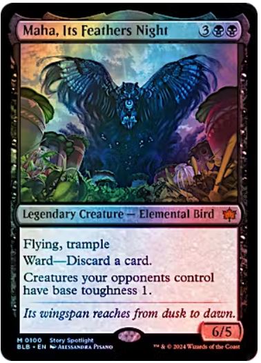 Maha, Its Feathers Night Bloomburrow  #: 0100 FOIL FRENLY BRICKS - Open 7 Days