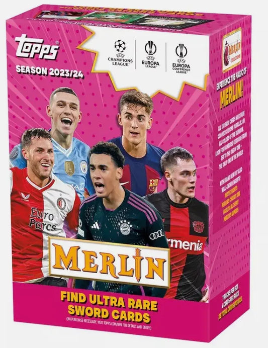 2023-24 Topps Chrome Merlin UEFA Club Competitions Soccer 7-Pack Blaster Box FRENLY BRICKS - Open 7 Days