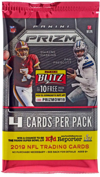 NFL Panini 2019 Prizm Football Trading Card RETAIL Pack 4 Cards FRENLY BRICKS - Open 7 Days