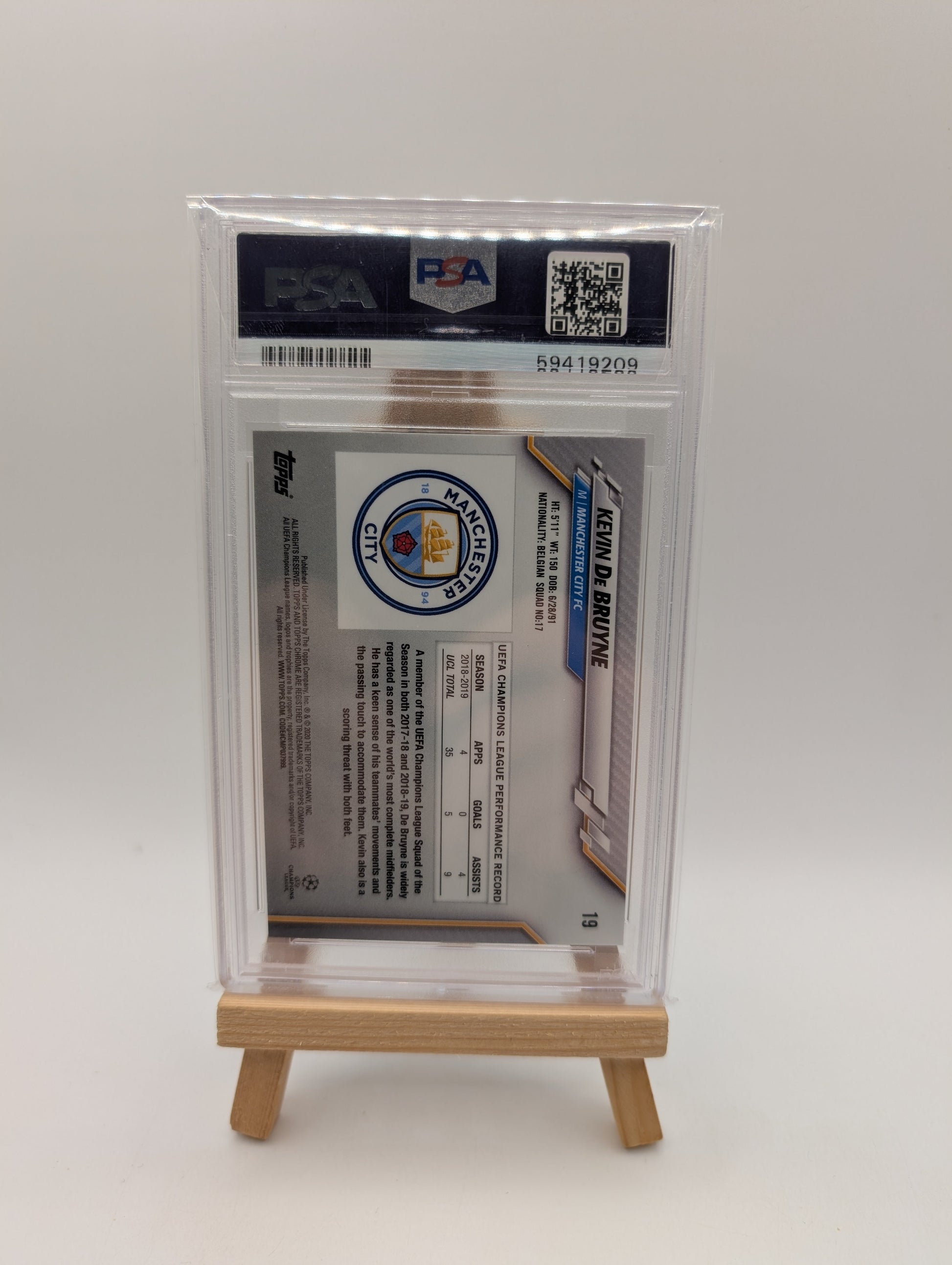 Kevin De Bruyne 2019-20 Topps Chrome Uefa Speckle Refractor #19 PSA 9 FRENLY BRICKS - Open 7 Days