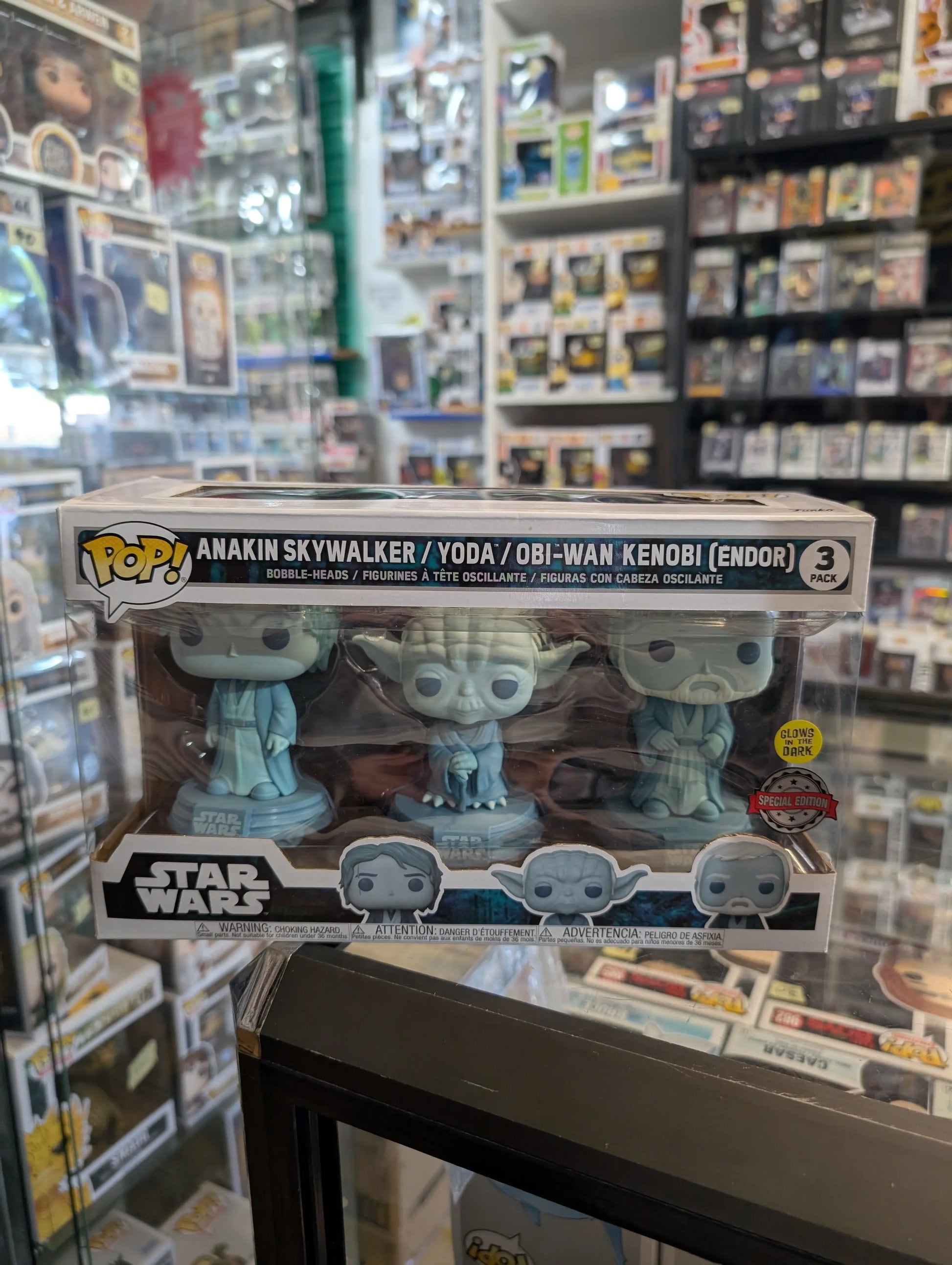 Funko Pop! Vinyl Star Wars Anakin Skywalker /Yoda/Obi-Wan Kenobi(Endor) GITD 3pk FRENLY BRICKS - Open 7 Days