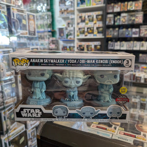 Funko Pop! Vinyl Star Wars Anakin Skywalker /Yoda/Obi-Wan Kenobi(Endor) GITD 3pk FRENLY BRICKS - Open 7 Days