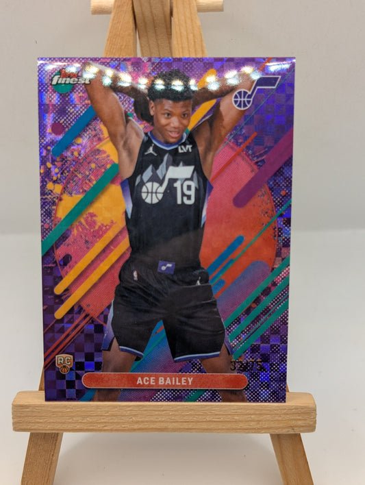 2025-26 Topps Finest Ace Bailey #205 Rare Purple X-Fractor Rookie RC Jazz /75 FRENLY BRICKS - Open 7 Days