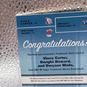 D Wade, V Carter, D Howard All Star Game Relics /25 - Topps Trademark Moves TTR-CHW FRENLY BRICKS - Open 7 Days