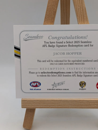 2026 AFL Select Seamless Jacob Hopper AFL Badge Signature Redemption /65 FRENLY BRICKS - Open 7 Days