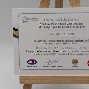 2026 AFL Select Seamless Jacob Hopper AFL Badge Signature Redemption /65 FRENLY BRICKS - Open 7 Days