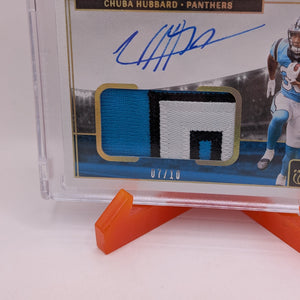 2021 Panini One - Rookie Patch Auto (On Card) Chuba Hubbard Gold /10 Rookie FRENLY BRICKS - Open 7 Days