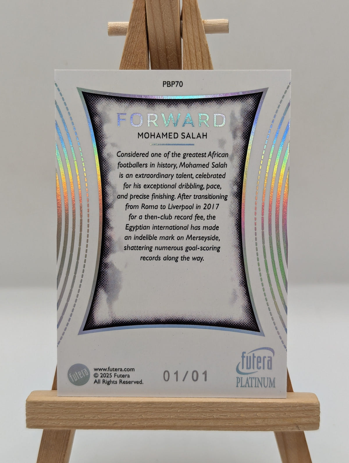 Mo Salah 1/1 - Futera Platinum - Soccer 2025 PBP70 FRENLY BRICKS - Open 7 Days image 3