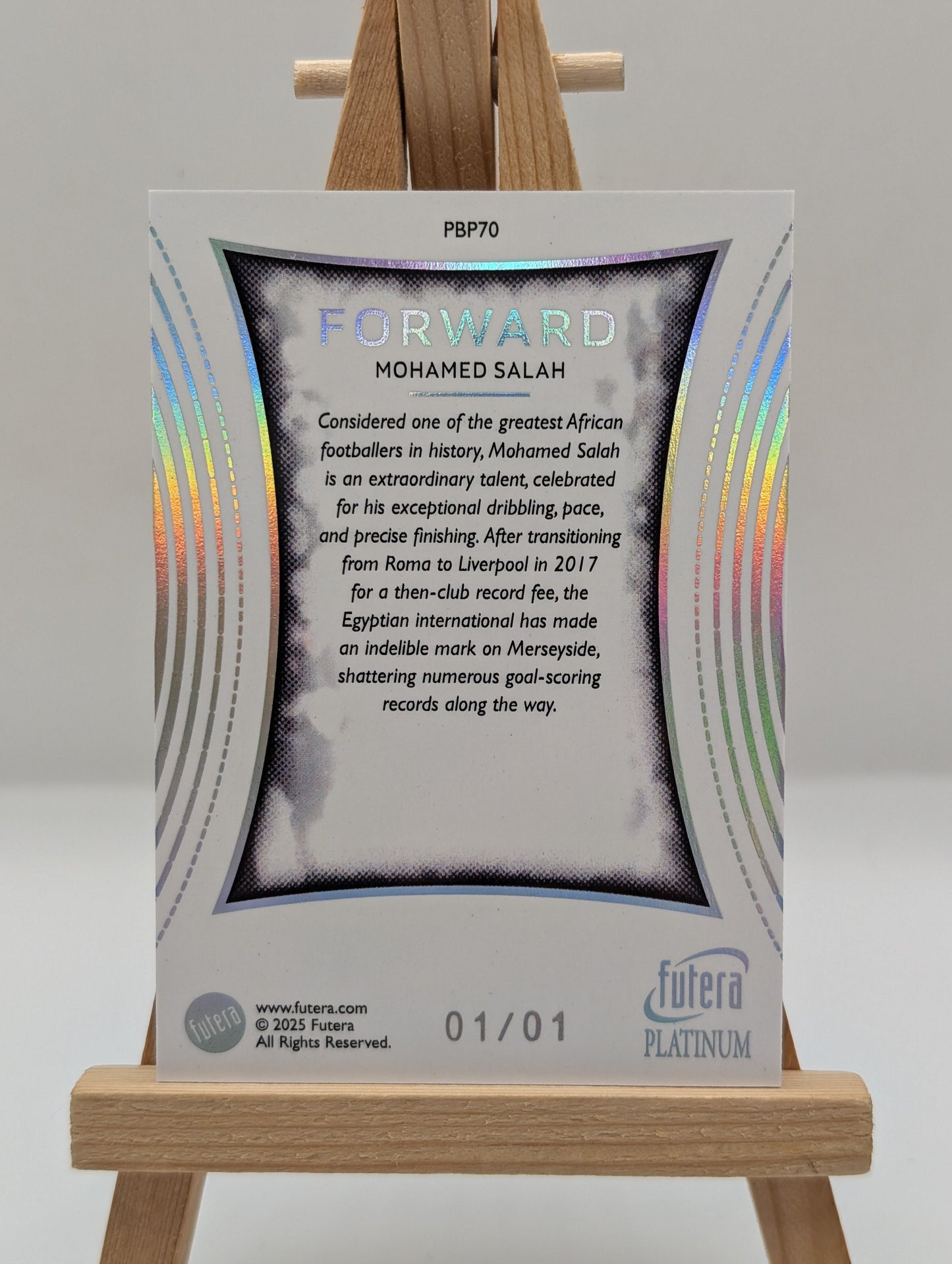 Mo Salah 1/1 - Futera Platinum - Soccer 2025 PBP70 FRENLY BRICKS - Open 7 Days
