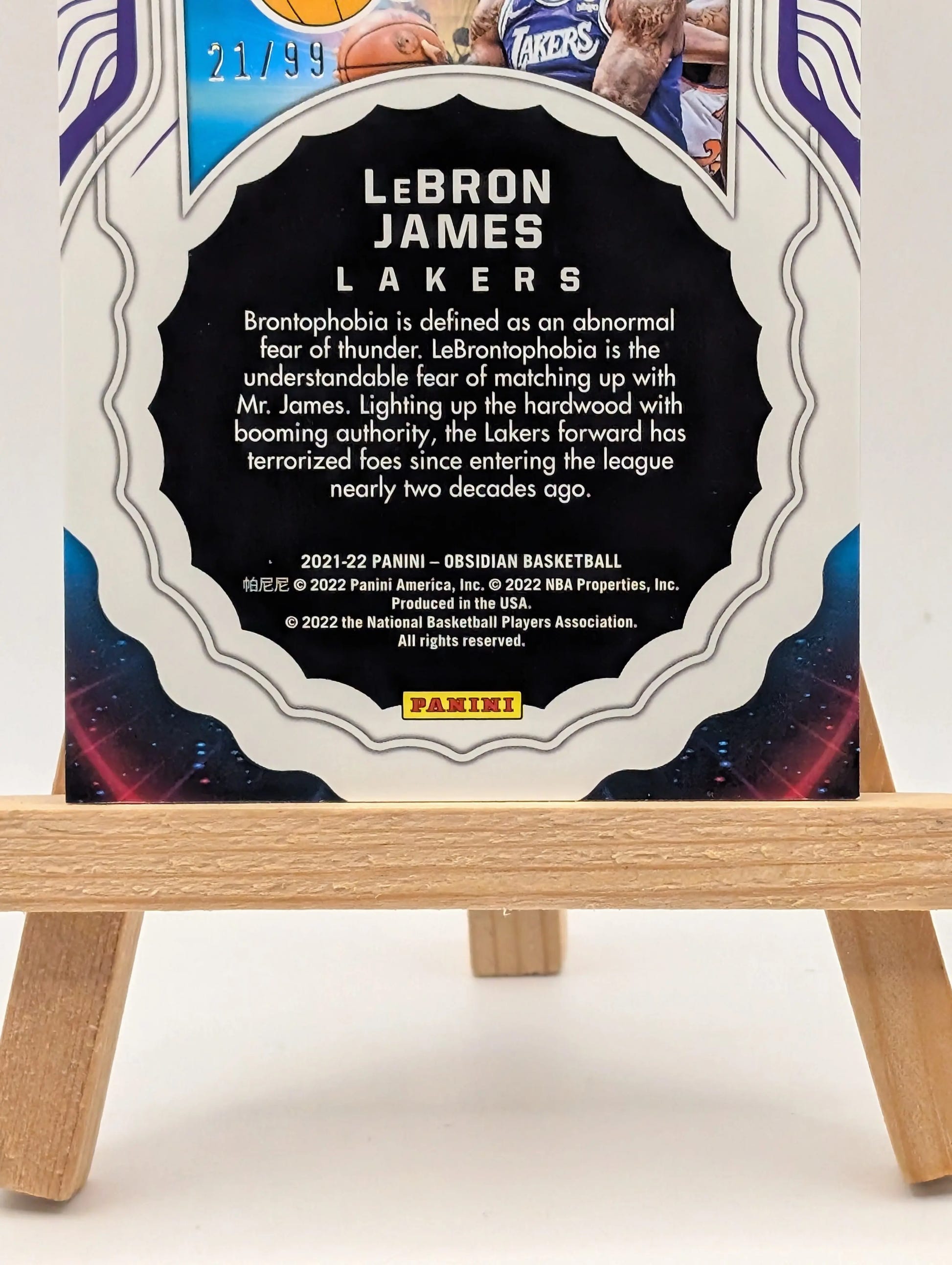 2021-22 Panini Obsidian Lebron James Supernova /99 Lakers SP FRENLY BRICKS - Open 7 Days image 5