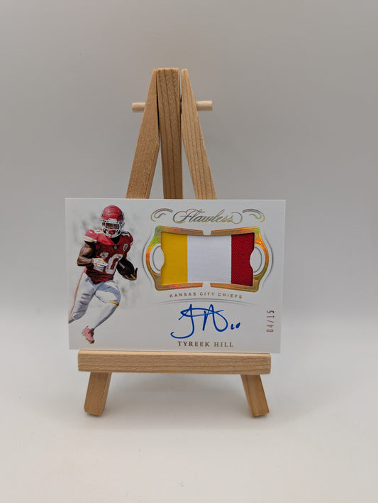 TYREEK HILL 2019 2020 Flawless Ruby Holo  3-Color Patch Auto /15 #PA-TH Chiefs