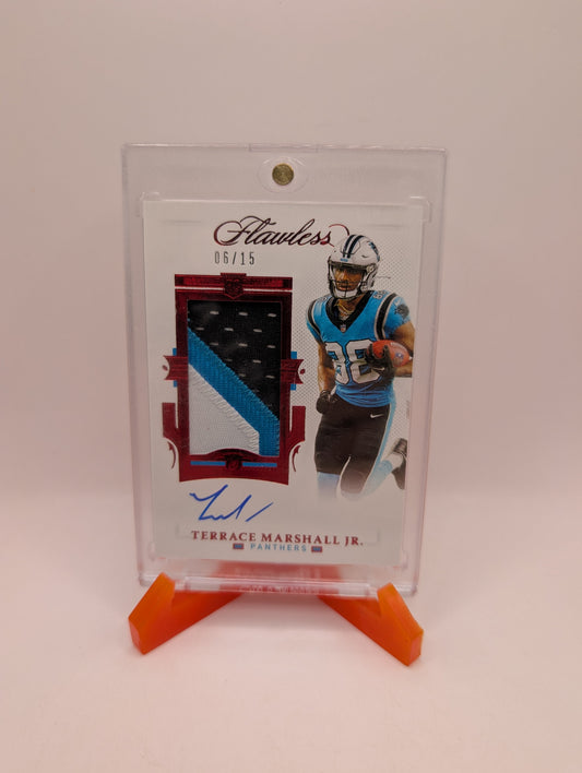 TERRACE MARSHALL JR 2021 FLAWLESS RPA ROOKIE PATCH RUBY RC AUTO /15 FRENLY BRICKS - Open 7 Days