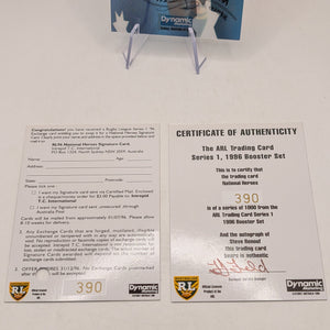 1996 Dynamic Rugby League National Heroes NH5 Steve Renouf Redemption/Auto/Cert FRENLY BRICKS - Open 7 Days