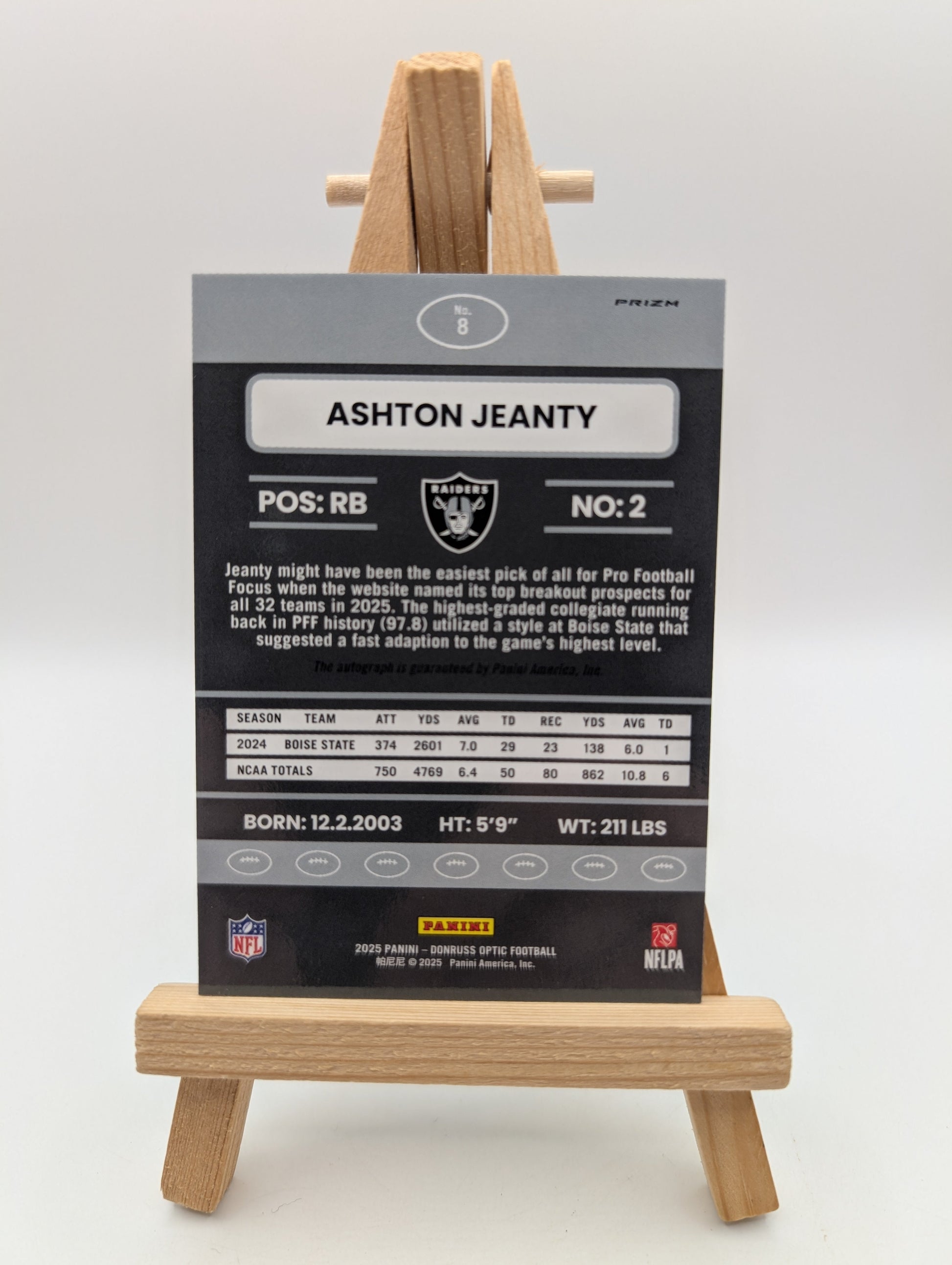 2025 Donruss Optic Retro Ashton Jeanty Prizm Auto #8 Rookie Raiders RC Autograph FRENLY BRICKS - Open 7 Days