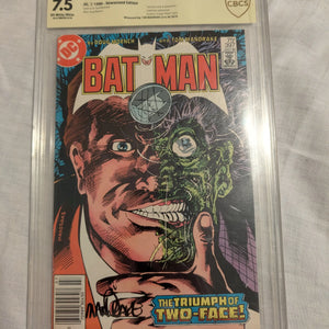 Batman #397 cbcs 7.5 - Two-Face App TOM MANDRAKE SIGNED Catwoman FRENLY BRICKS - Open 7 Days