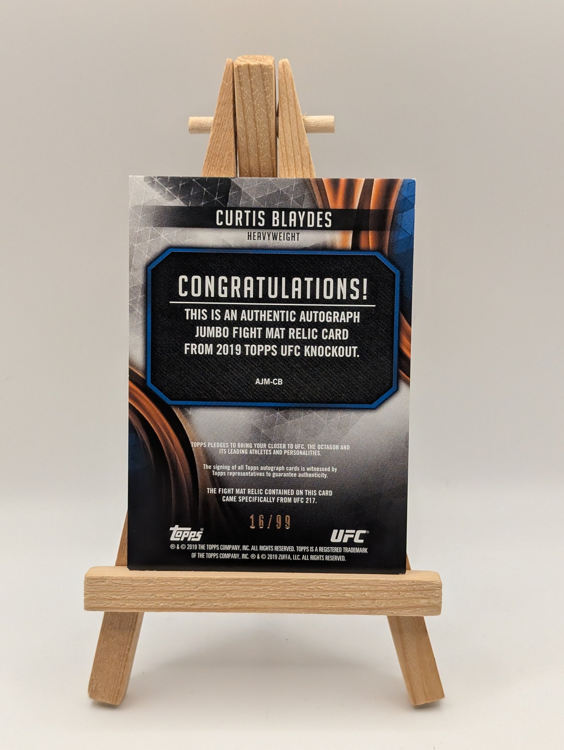 Curtis Blaydes 2019 Topps UFC Knockout AJM-CB 2 Color Jumbo Mat Relic Auto FRENLY BRICKS - Open 7 Days