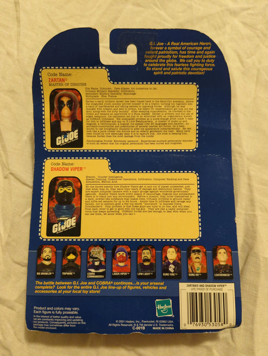2001 Hasbro GI Joe Zartan & Shadow Viper Collector’s Edition 2 Pack *card bent at top* FRENLY BRICKS - Open 7 Days