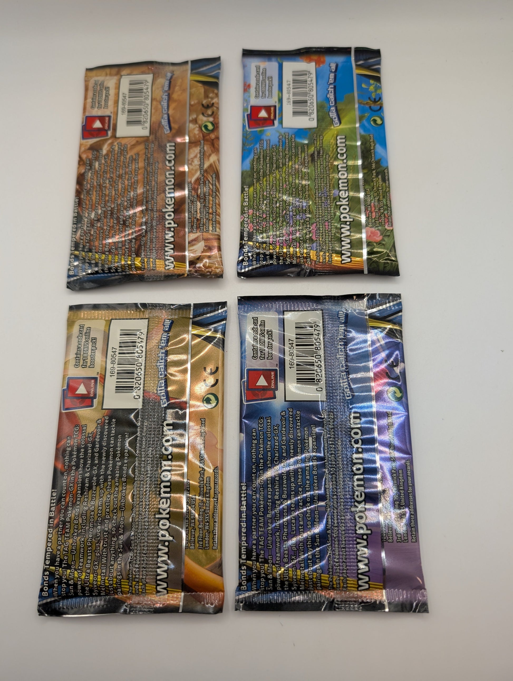 POKEMON TCG Unbroken Bonds Booster Pack Art Set - 4 Packs Total - Tag Team FRENLY BRICKS - Open 7 Days